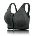 thumbnail image 1 of Sports Bras with Zipper Front High Impact Support Strappy Back Workout Bra Tops, Gray, 2XL, 1 of 8