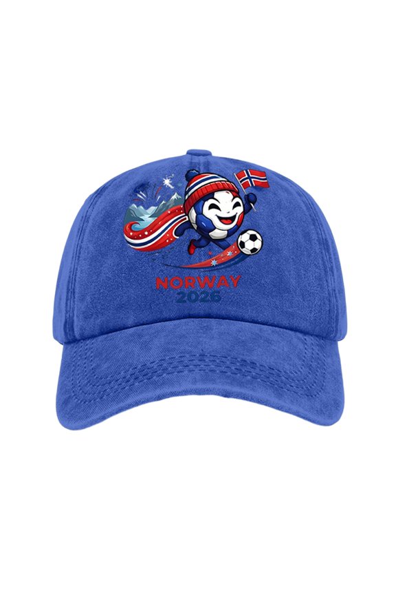 Sports Cap for Fans with Vintage Washed Cotton and Football Graphic Print in Unisex Style for Game Day Outfits and Casual Outdoor Sun Protection Blue