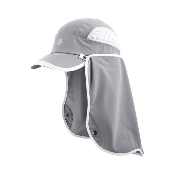 Sports Cap with Removable Neck Drape - UPF 50+ Sun Protection - Agility in Steel Grey/White