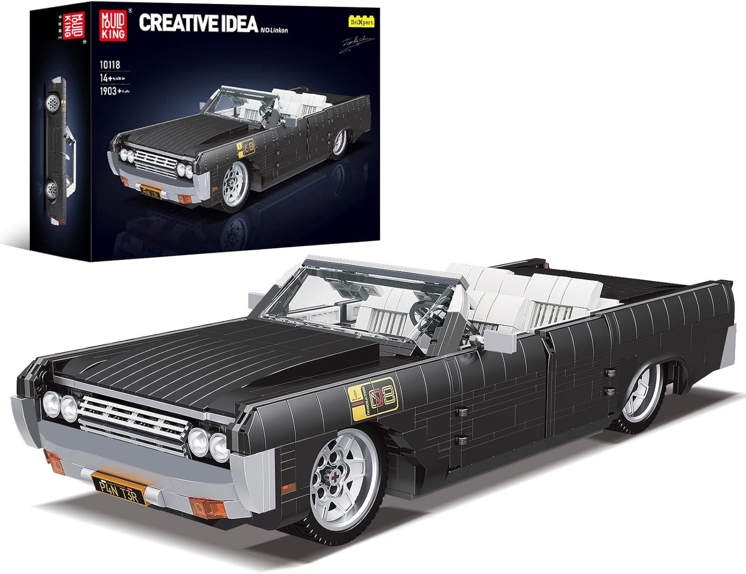 Sports Car Building Block Kits, MOC Classic Vintage Car Model Building Sets, Gift for Collections Enthusiasts (1903 Pieces, Static Version)