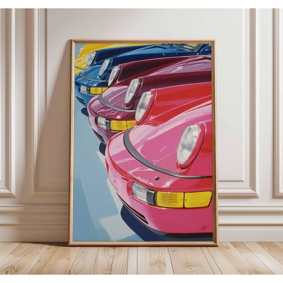 Sports Car Pop Art Print Retro Automotive Poster Neon Synthwave Art 80s 90s Aesthetic Car