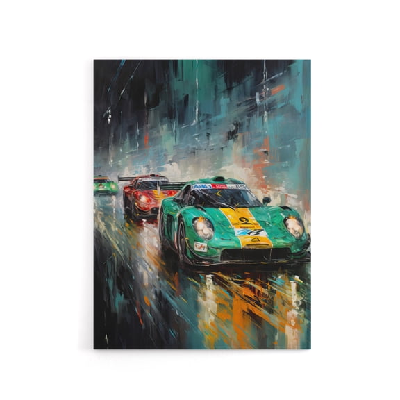Sports Car Racing Motorsport Race Canvas Wall Art Print 12X16"