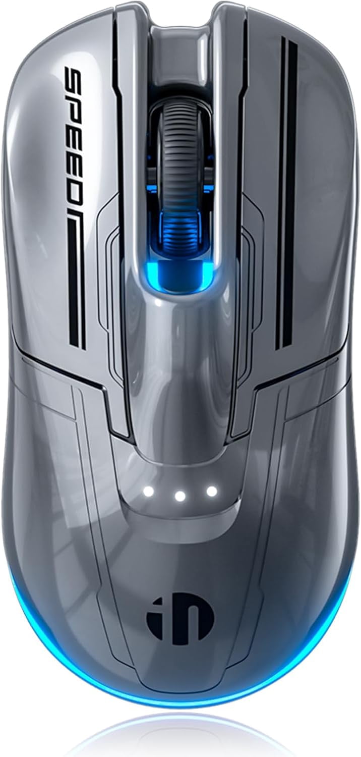 Sports Car Style Wireless Gaming Mouse, 12800 DPI, Tri-Mode 2.4G/Bluetooth 5.3/USB-C Wired, 87g Lightweight RGB Backlit Mouse, 500mAh for PC Laptop Computer (Gray)