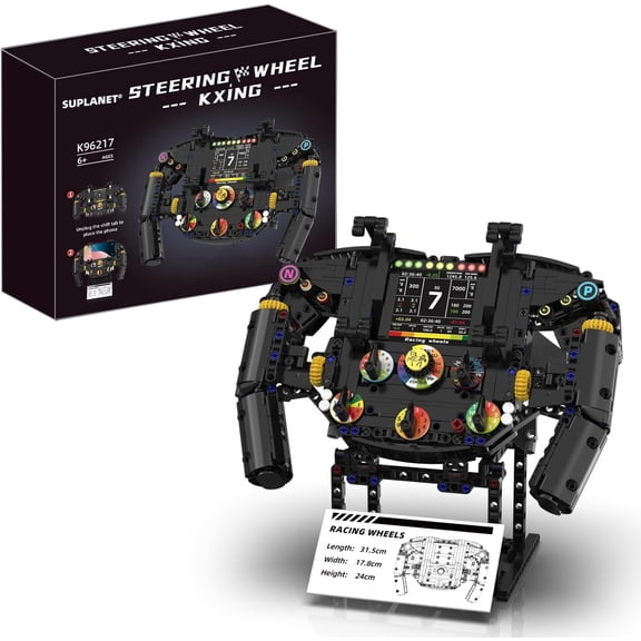 Sports Car Wheel Building Block Set,Car Wheel Model Toy Kit,with Power Motor and Lighting Components
