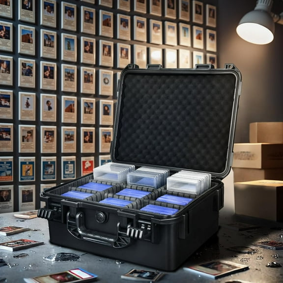 Sports Card Case Storage Box: Trading Cards Storage Box for PSA Graded Cards Holder and Top Loaders, Baseball Sport Card Storage Boxes, Waterproof Hard Case with 6 Dividers for Top Loaders Card (500+