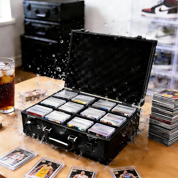 Sports Card Storage Box: 3500 Card Capacity Aluminum Trading Card Storage Case for Large Card Collections Home Study Collectors - Guard Your Collection's Value & Pride of Curation