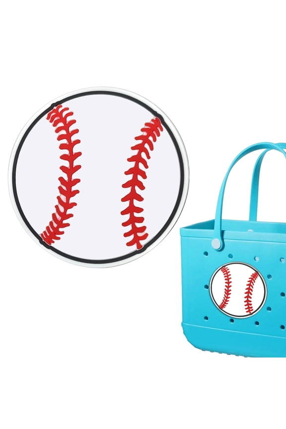 Sports Charms for Baseball Decoration Accessories for Bags Handbag Beach Tote Bag - Compatible Insert Decorative Hangings for Personalised Style and Everyday Carry, 8 cm, White