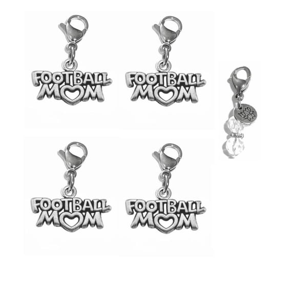 Sports Charms For Bracelets, Sports Mom Jewelry, Bag Charm, Zipper Pull Charm, Backpack, Purse, Or Handbag Charm - Multi Pack Foot Ball Mom Clip On Charms