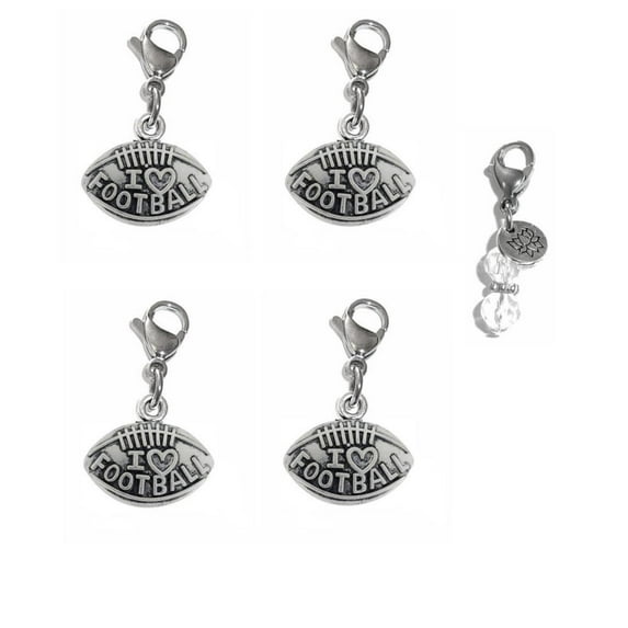 Sports Charms For Bracelets, Sports Mom Jewelry, Bag Charm, Zipper Pull Charm, Backpack, Purse, Or Handbag Charm - Multi Pack I Love Football Clip On Charms