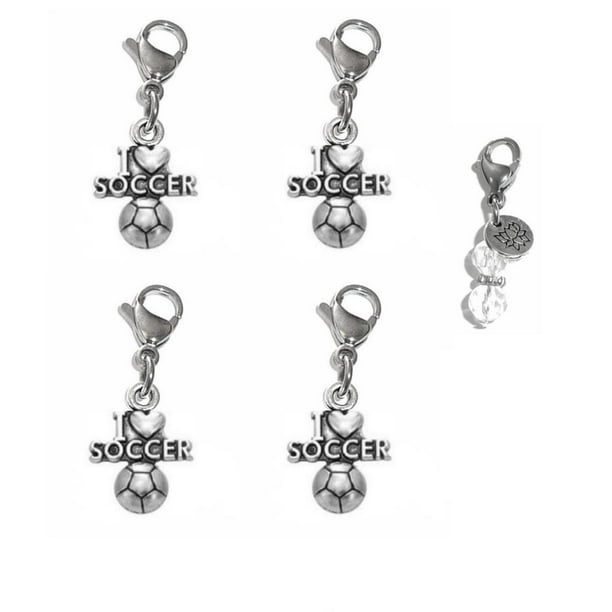 Sports Charms For Bracelets, Sports Mom Jewelry, Bag Charm, Zipper Pull Charm, Backpack, Purse, Or Handbag Charm - Multi Pack I Love Soccer Clip On Charms