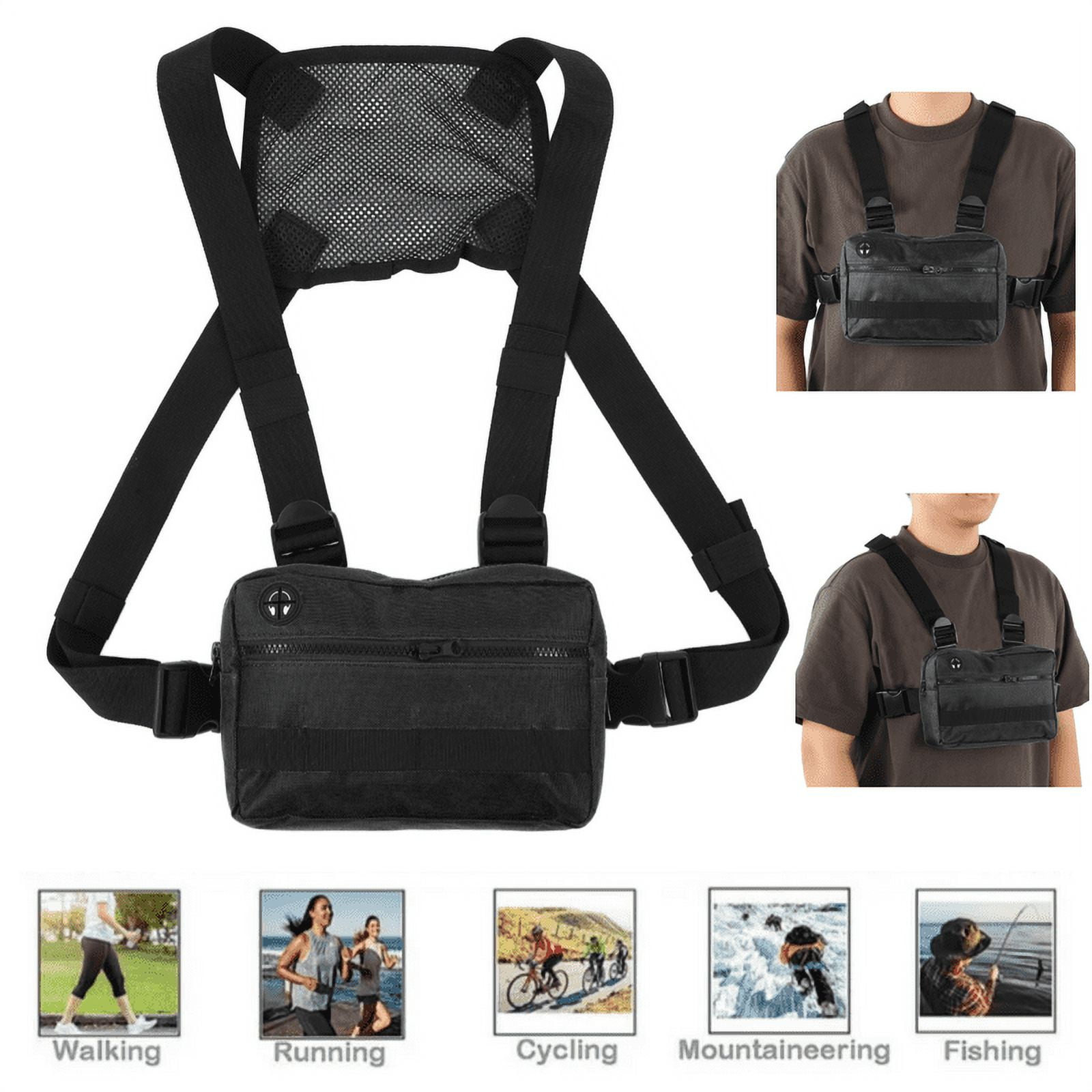Sports Chest Bag for Men, Water Resistant Chest Pack, Adjustable Tactical Chest Backpack, with