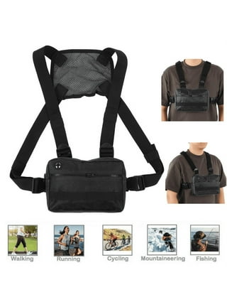Wisremt Outdoor Sports Bag Waist Bag Men Chest Bag, Hands Free Utility Chest Pack Lightweight Chest Pouch for Walking, Running, Riding, Hiking, Men's