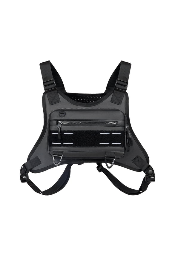 Sports Chest Bag for Men Water Resistant Lightweight Front Running Vest Bag With Phone Holder & Extra Storage for Workouts Cycling Black