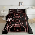 thumbnail image 1 of Sports Comforter Set Full Basketball Bedding Set , Neon Glowing Red Bedding Comforter Sets Sport Theme Duvet Set, Black Red Quilted Comforter Microfiber 3pcs (Black Reversible), 1 of 5