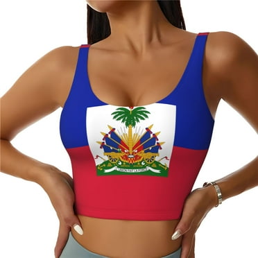 Sports Crop Tank Tops for Women Flag Of Haiti Workout Racerback Running Yoga Tanks Sleeveless Gym Shirts