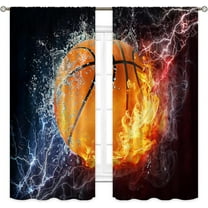 Sports Curtains for Boys Bedroom 42W x 63L Inch Rod Pocket Kids Basketball Curtains Cool Basketball Wall Art for Men Abstract Flame Decor Teenagers Living Room Window Drapes Fabric 2 Panels