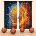 thumbnail image 1 of Sports Curtains for Teen Boys 42W x 63L Inch Rod Pocket Basketball Theme Kids Men Bedroom Wall Art Abstract Flame Basketball Decor Cool 3D Ball Living Room Gym Window Drapes Fabric 2 Panels, 1 of 6