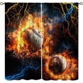thumbnail image 1 of Sports Curtains for Teen Boys,Cool Flame Lightning Baseball Ball Sports Theme Prints Blackout Rod Pocket Window Treatments Drapes for Boys Girls Bedroom Nursery42x54in, 1 of 6