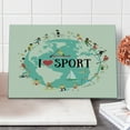 thumbnail image 1 of Sports Cutting Board, I Love Sports Words on Earth Globe Surrounded by Gymnastic Athlete, Decorative Tempered Glass Cutting and Serving Board, Large Size, Multicolor, by Ambesonne, 1 of 1