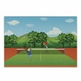 thumbnail image 1 of Sports Cutting Board, Siblings Little Friends Playing Tennis Fun Time in Park Exercise with Buddies, Decorative Tempered Glass Cutting and Serving Board, Small Size, Multicolor, by Ambesonne, 1 of 1