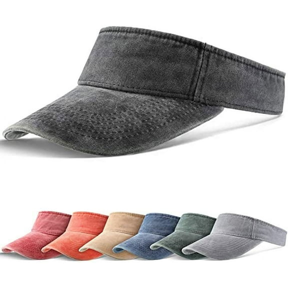 Sports Denim Sun Visors - Hats for Women, UV Protection Long Brim Sun Hat for Men Women Adjustable Empty Top Sweatband Hat for Baseball Golf