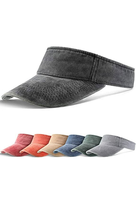 Sports Denim Sun Visors - Hats for Women, UV Protection Long Brim Sun Hat for Men Women Adjustable Empty Top Sweatband Hat for Baseball Golf