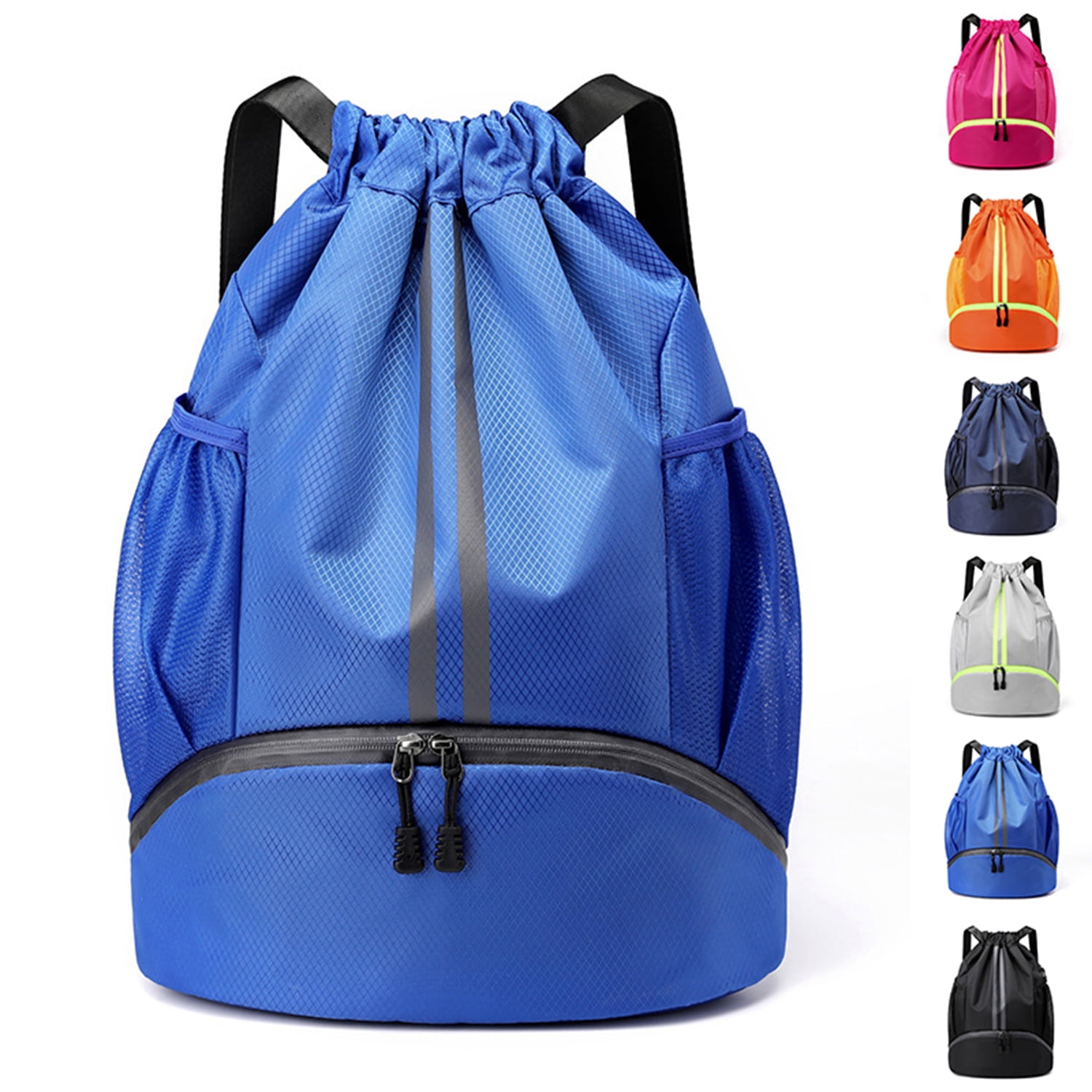Sports Drawstring Backpack - String Swim Gym Bag with Shoes Compartment ...