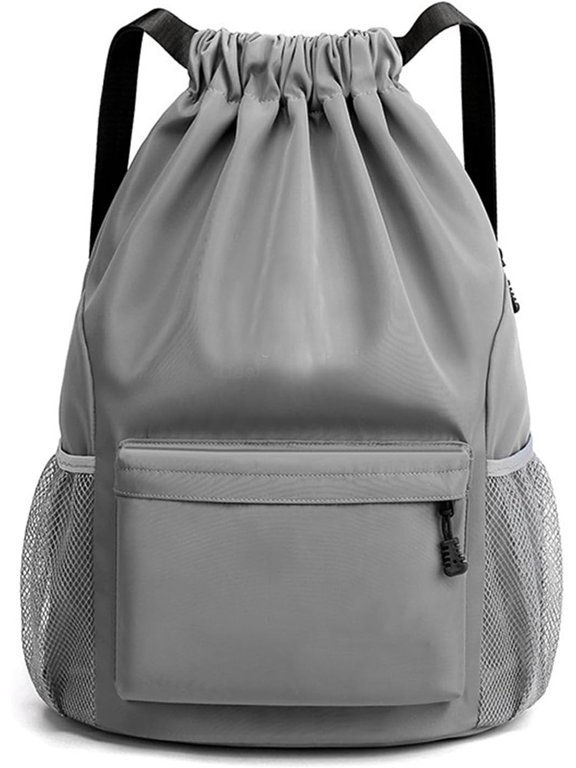 Sports Drawstring Backpack String Swimming Gym Bag Backpack with Shoes Compartment and Pocket for Men Women