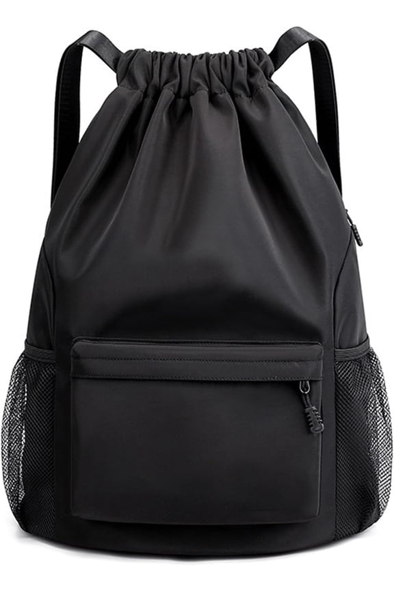 Sports Drawstring Backpack String Swimming Gym Bag Backpack with Shoes Compartment and Pocket for Men Women