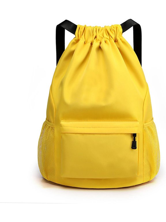 Sports Drawstring Backpack String Swimming Gym Bag Backpack with Shoes Compartment and Pocket for Men Women