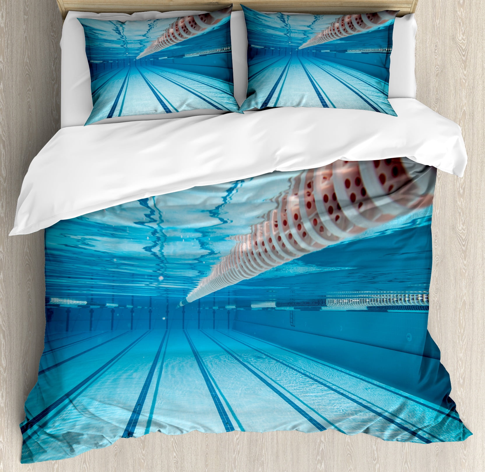 Sports Duvet Cover Set, Swimming Pool Underwater View Relaxing Exercise — free download