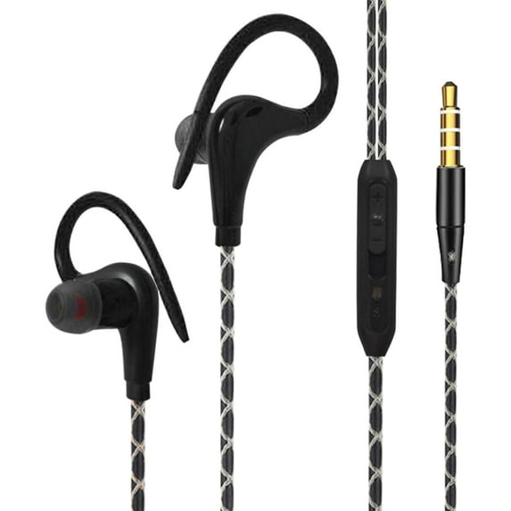 Sports Earbuds, 3.5mm with Fit Over Ear Clip with Earphs for Gym , Black