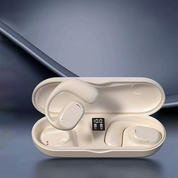 Sports Earphones, Czzoypi Open Ear Bluetooth Headphones, Bone Conduction Wireless Earbuds with Microphone Waterproof for Running Workout, Beige