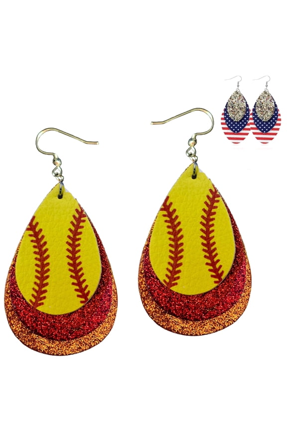 - Softball Jewelry for Women - Sports Accessories (Red & Gold)