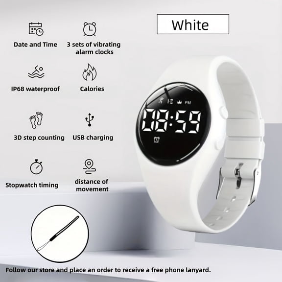 Sports Electronic Watch | Multiple Colors Available, Step Counter and Calorie Monitor, IP68 Waterproof with Vibration Alarm, Stopwatch Function, LED Display, Practical and Portable