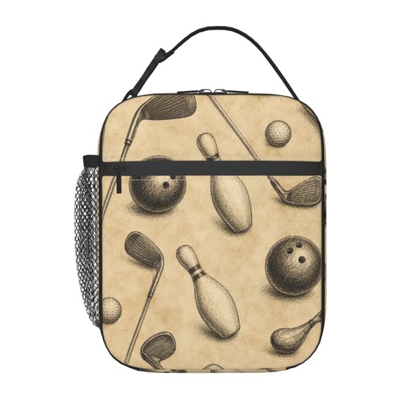 Sports Elements Retro Parchment Aesthetic Lunch Box Bag Insulated Lunchbox Reusable Tote Thermal Cooler Portable for Women Men