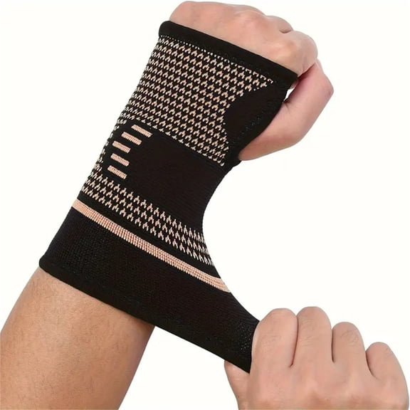 Sports Elevated Copper Fiber Knitted Wrist Sprain Support for Volleyball Football Basketball Fitness Training
