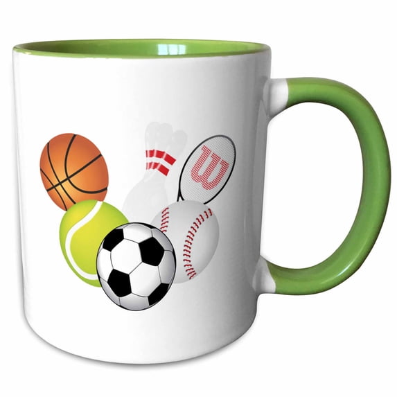3drose, Sports Equipment, 11oz Two-tone Green Mug