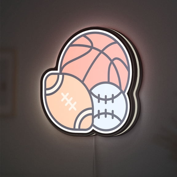 Sports Equipment 3D Novelty Light Box for Gyms, Fitness Decor, Ideal for Athletes (Width 8 inch, 20cm)