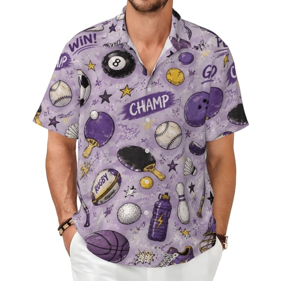 Sports Equipment Men's Shirts Short-Sleeved with All-Over Prints Button-Up Shirts