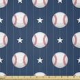 thumbnail image 1 of Sports Fabric by The Yard, Baseball Patterns on Vertical Striped Background Stars Design, Stretch Knit Fabric for Clothing Sewing and Arts Crafts, 1 Yard, Blue Red, by Ambesonne, 1 of 1