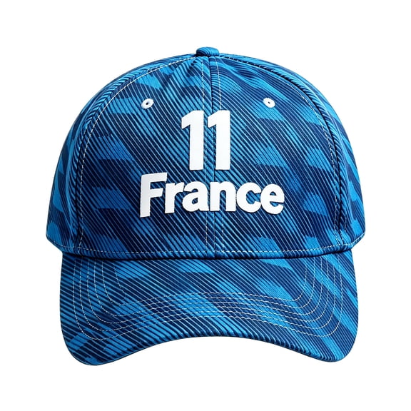Sports Fan Baseball Caps Teal Printed Marbled Pattern France Number 11 Adjustable 1 Pack Headwear for Match Day Events Casual Outdoor Use