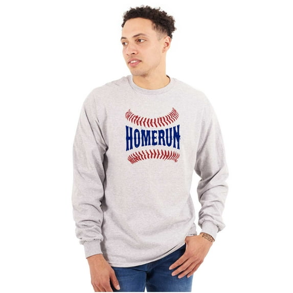 Sports Fan Baseball Stitches Homerun Plus Size Long Sleeve Graphic Tee Shirt Brisco Brands 2X