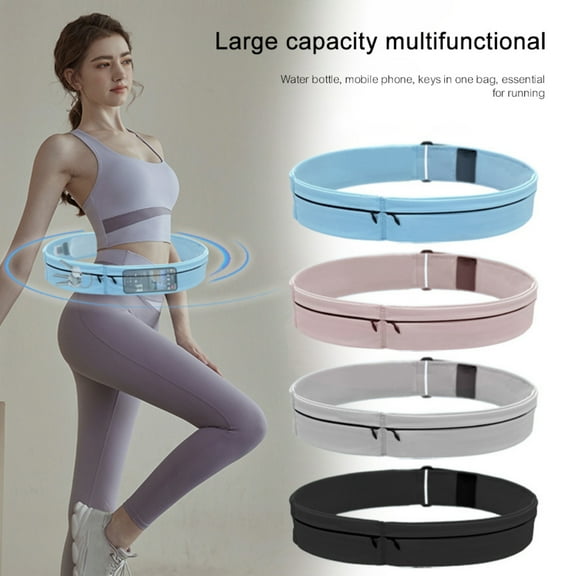 Sports Fanny Pack, Running Belt Jogging Pocket for Man Women Water Bottle Pouch Running Waist Bag for Workout, Travel, Hiking, Phone Holder Black M (37.40'' * 2.55'')