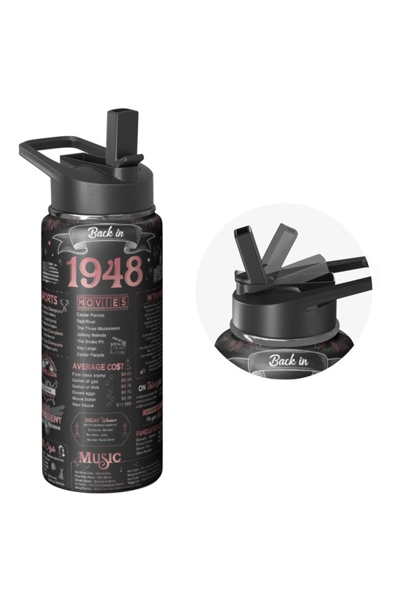 Sports & Fitness 18oz Holiday Gifts Themed Water Bottle Stainless Steel Wide Mouth Handle Lid Vacuum Insulated Leak Proof Cold 24H