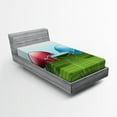 thumbnail image 1 of Ambesonne Sports Fitted Sheet, Football Hardhats on Field, Twin Size, Coral Sky Blue, 1 of 2