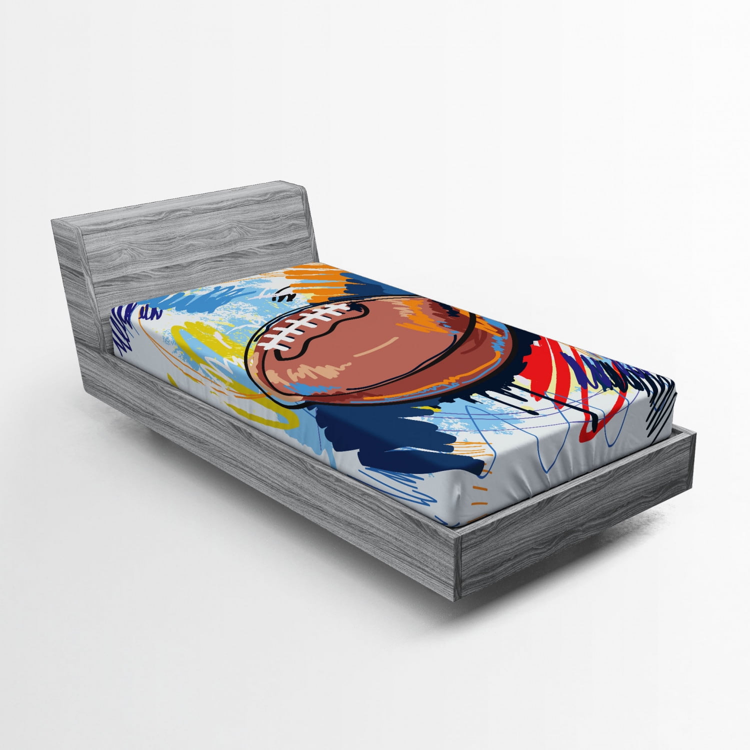 Twin White Microfiber Sports Print Fitted Sheet