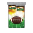 thumbnail image 1 of Sports Fitted Sheet & Pillow Sham Set, American Football Ball Warm Properties on Grass Turf Field Team Art Graphic, Decorative Printed 6 Piece Bedding Decor Set, King, Brown Green, by Ambesonne, 1 of 3