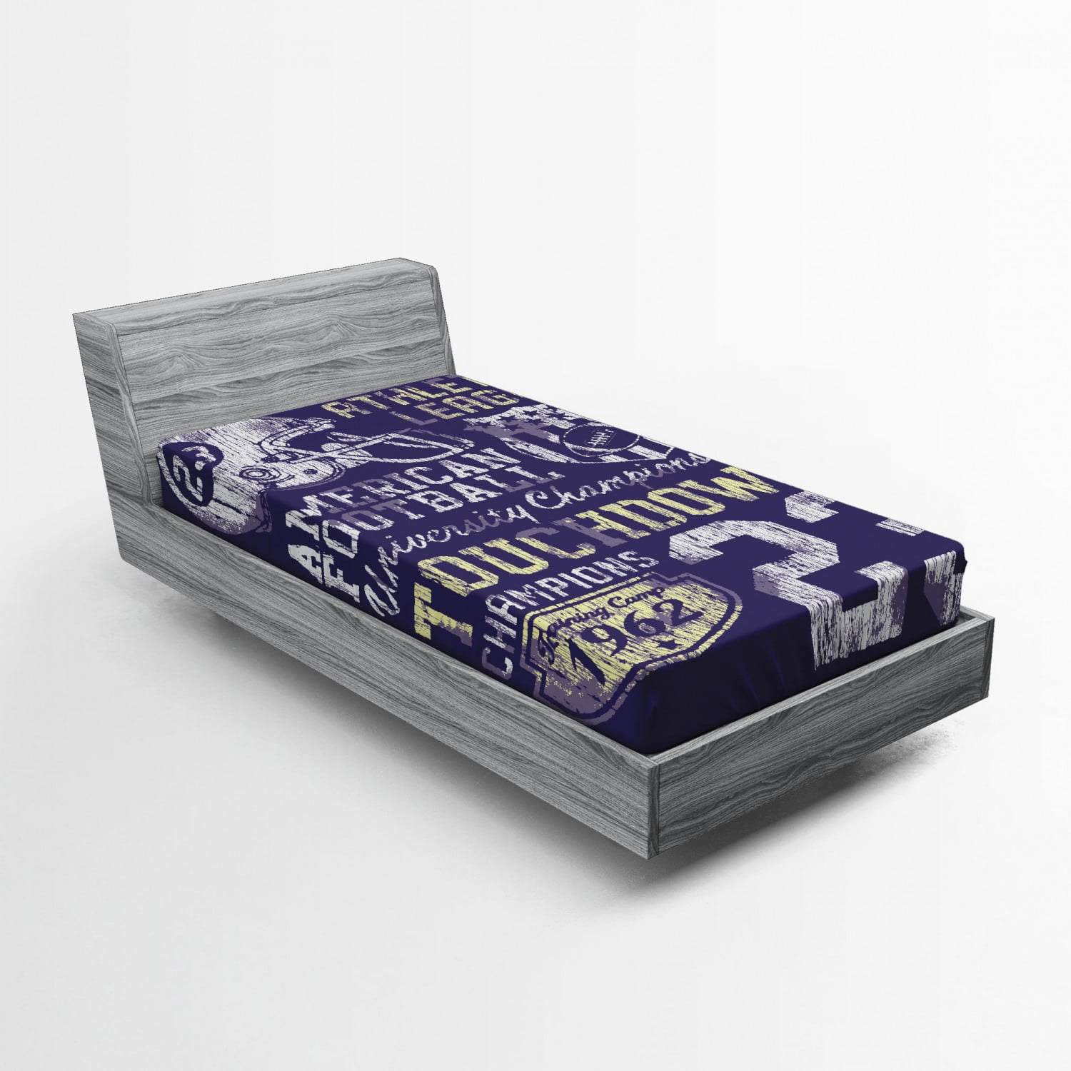 Sports Fitted Sheet, Retro Style American Football College Theme