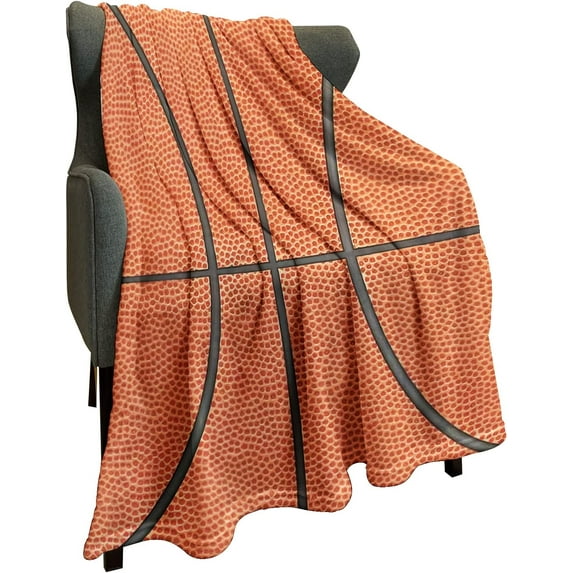 Sports Fleece Blanket 40" x 50" Basketball Texture Lightweight Fuzzy Cozy Soft Warm Throw for Man Boy Teen, Air Conditioning